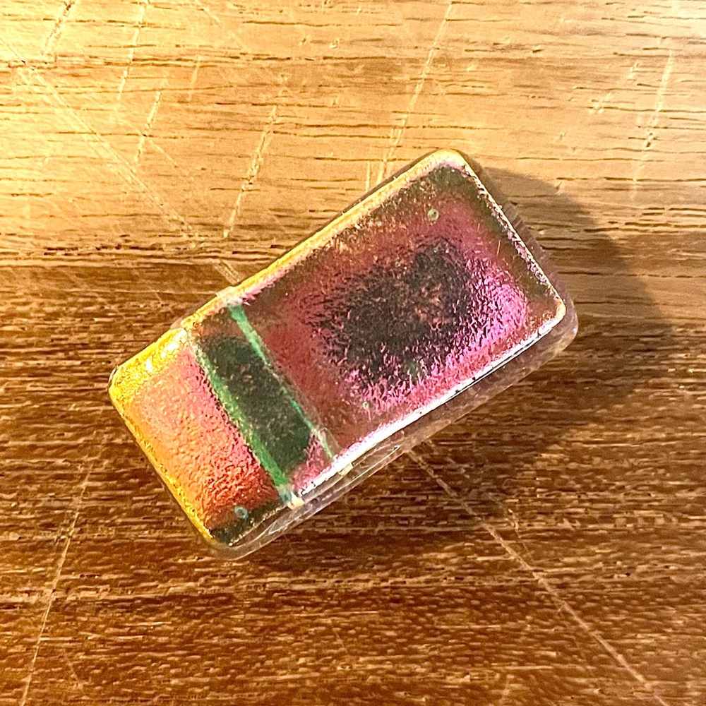 Paula Radke pendant. Great colors. Iridescent pink, green. With SS Chain - Picture 4 of 6
